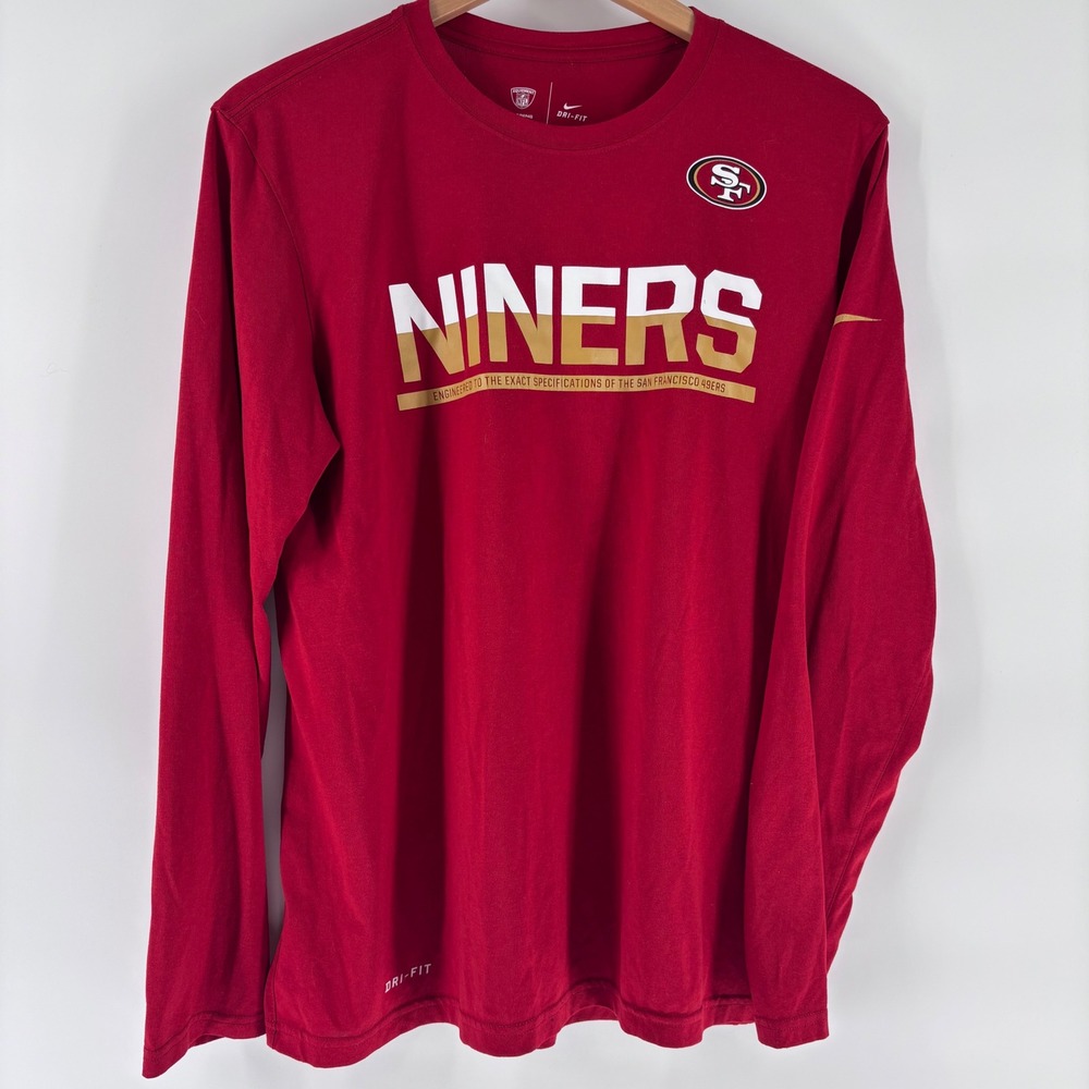 Nike NFL San‎ Francisco 49ers Mens Medium Red Long Sleeve Dri-FIT Niners Shirt